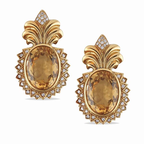 18kt gold pineapple earrings  ('80ies)  - Auction Jewels AND Watches - Colasanti Casa d'Aste