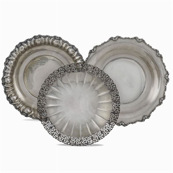 Three silver centerpiece stands