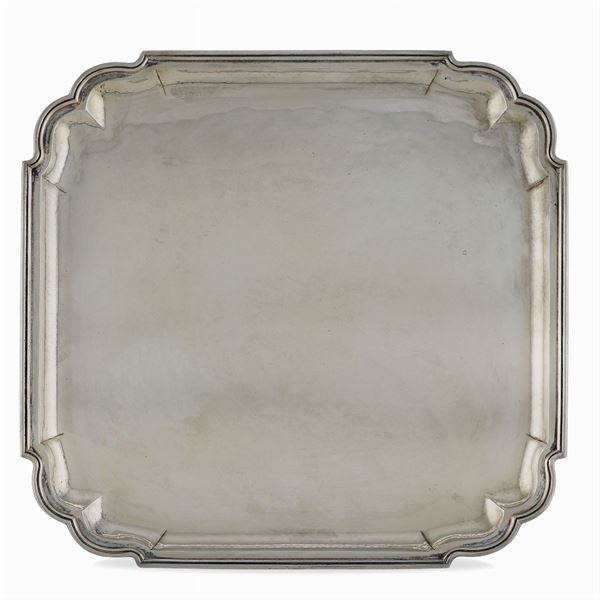 Squared silver tray  (Italy, 20th century)  - Auction FINE SILVER AND TABLEWARE - Colasanti Casa d'Aste