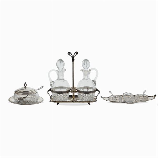 Silver and crystal table service