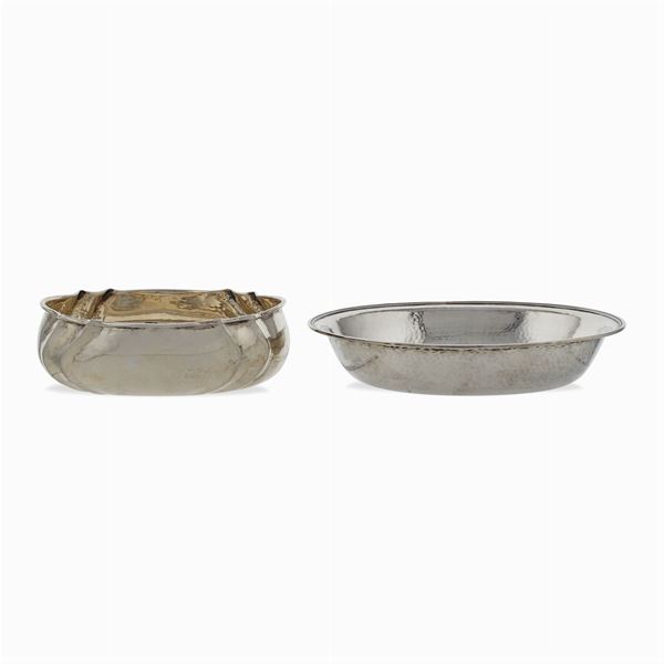 Two silver oval baskets