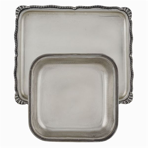 Silver centerpiece and tray