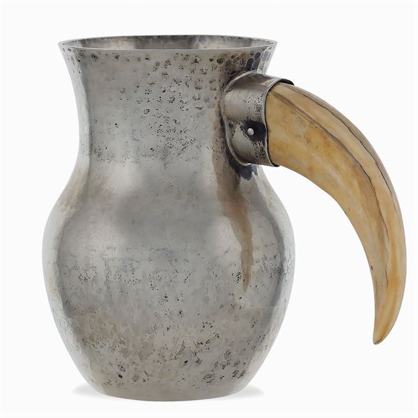 Silver tankard with horn handle  (Italy, 20th century)  - Auction FINE SILVER AND TABLEWARE - Colasanti Casa d'Aste