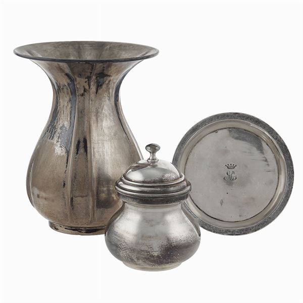 Three silver objects