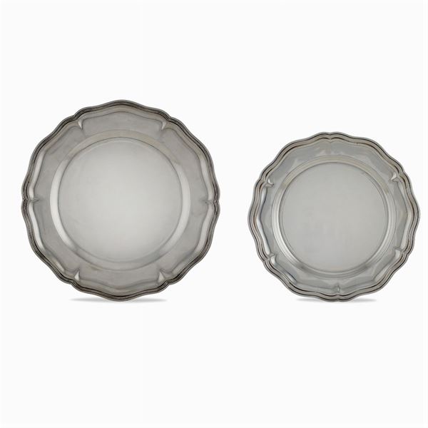 Two silver trays set