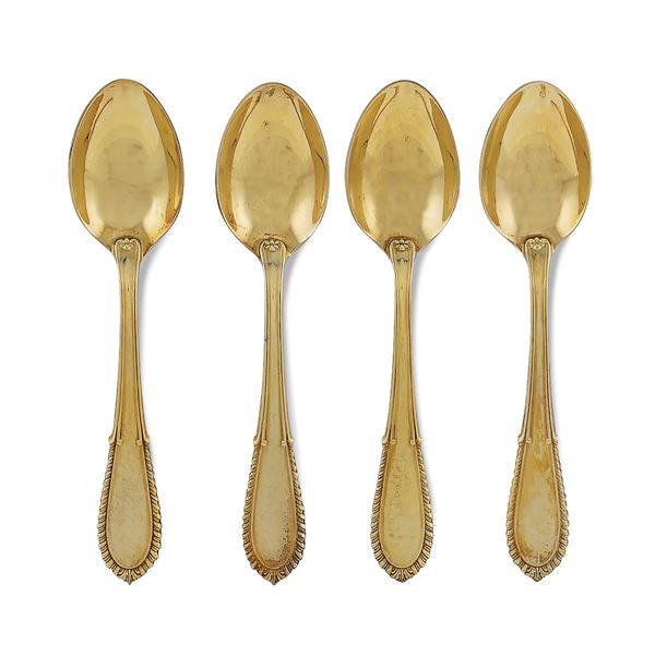 Vermeil silver spoon set (12)