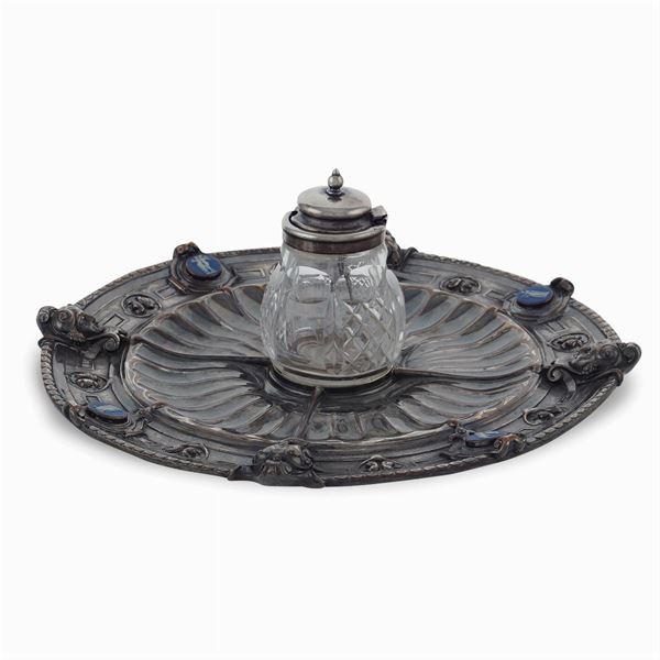 Silvered metal inkwell  (England, late 19th - 20th century)  - Auction FINE SILVER AND TABLEWARE - Colasanti Casa d'Aste