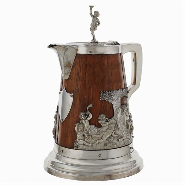 Wooden and silver plate tankard  (Birmingham, early 20th century)  - Auction FINE SILVER AND TABLEWARE - Colasanti Casa d'Aste