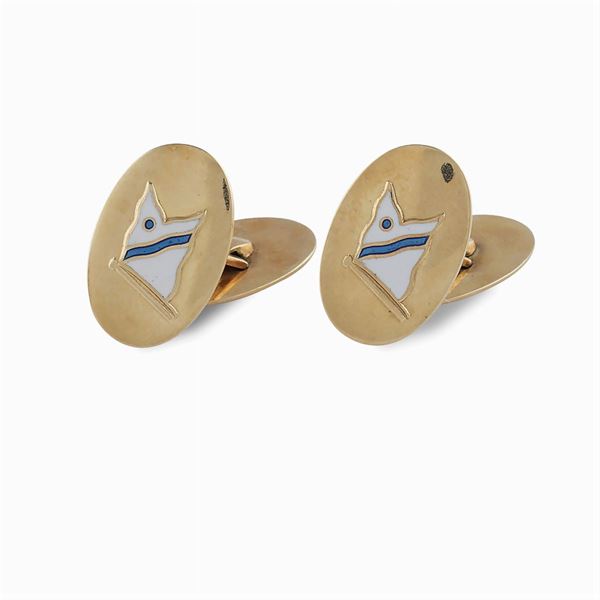 14kt gold oval cuff links  (1940/50ies)  - Auction Jewels AND Watches - Colasanti Casa d'Aste