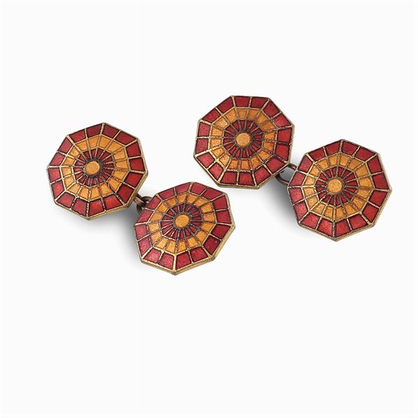 Octagonal spiderweb shaped cuff links  (1940/50ies)  - Auction Jewels AND Watches - Colasanti Casa d'Aste