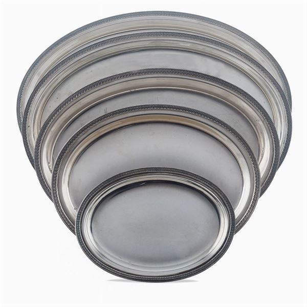 Set of 5 silver trays  (Italy, 20th century)  - Auction FINE SILVER AND TABLEWARE - Colasanti Casa d'Aste