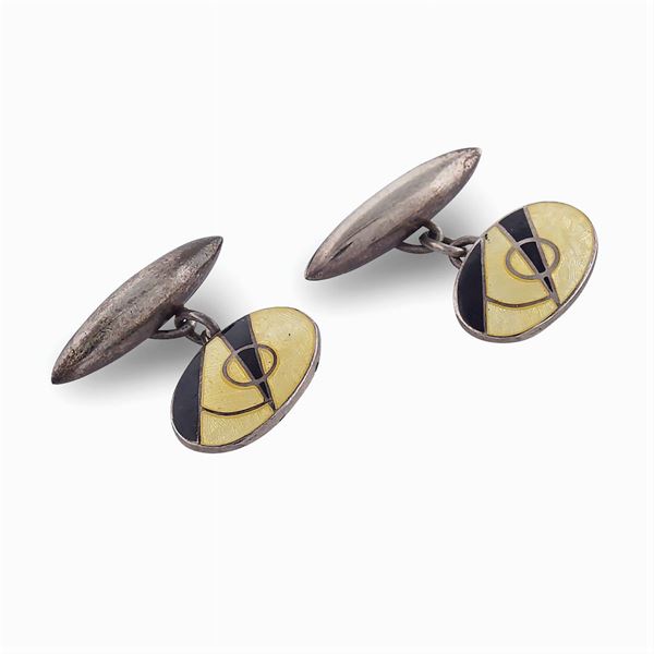Oval shaped Deco' cuff links