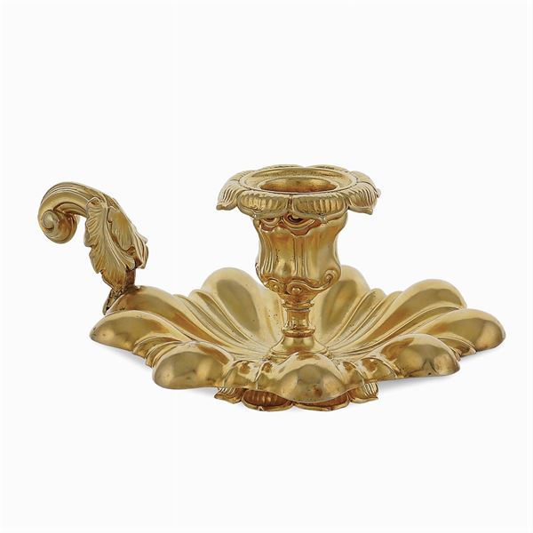 Vermeil silver candle holder  (France, 20th century)  - Auction FINE SILVER AND TABLEWARE - Colasanti Casa d'Aste
