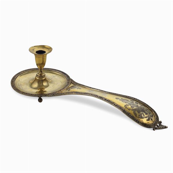 Vermeil silver candle holder