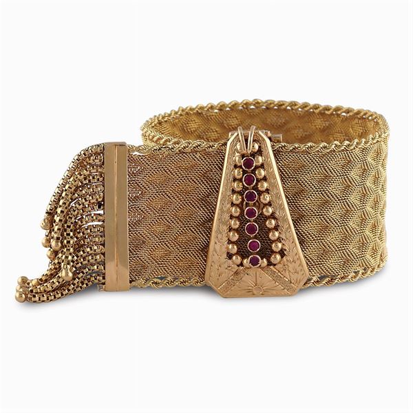 Bracciale in oro giallo 18kt a tessuto
