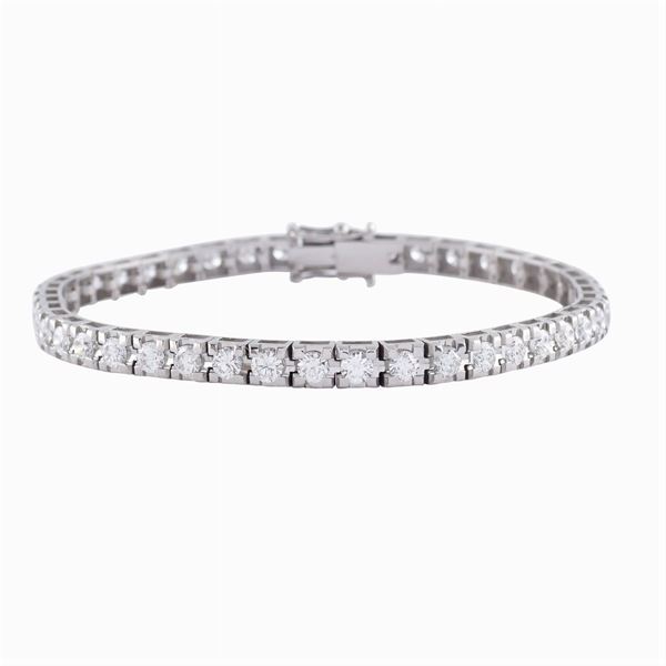 Bracciale tennis in oro bianco 18kt e diamanti