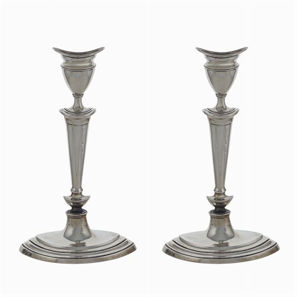 Pair of silver chandeliers