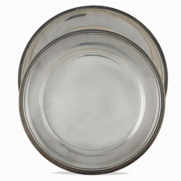 Pair of silver circular trays