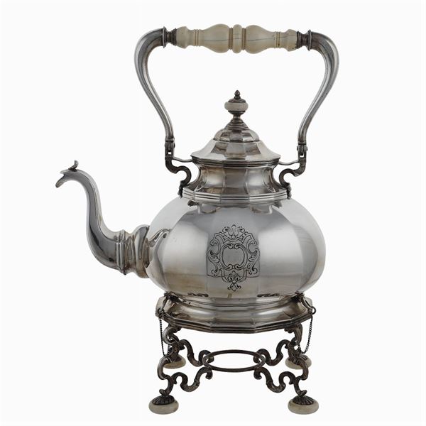 Silver tea kettle