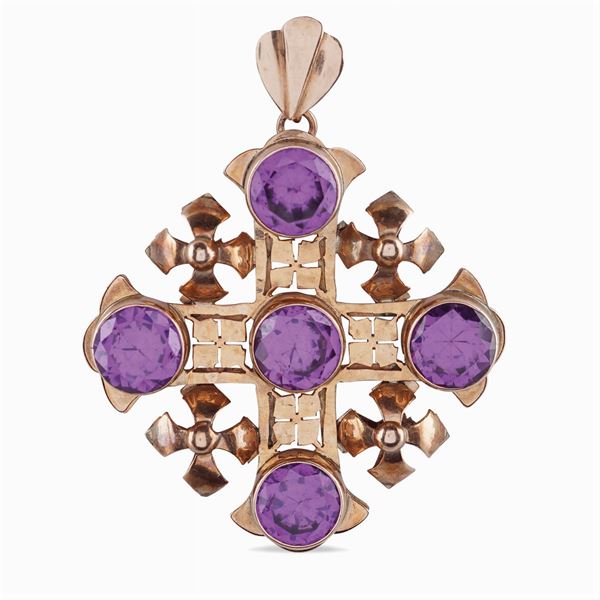 18kt rose gold copta cross