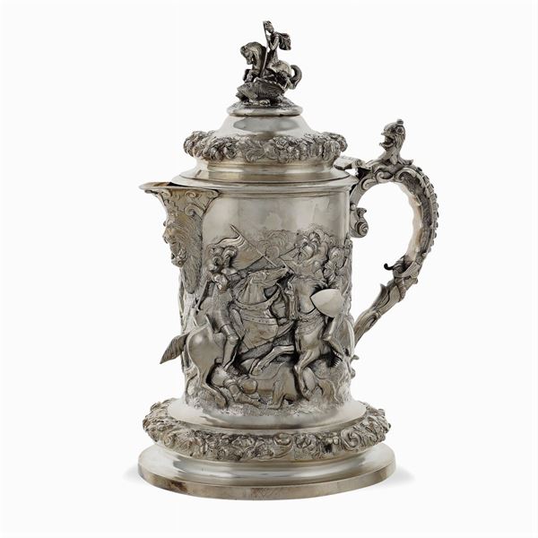 Large commemorative silver tankard