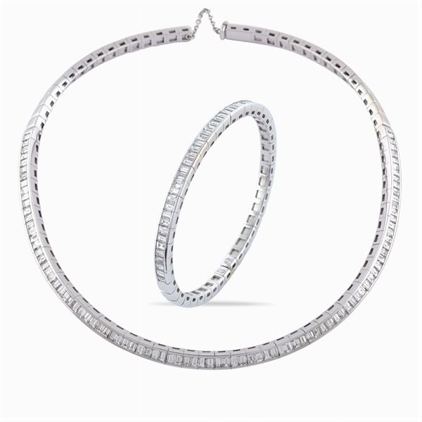 18kt white gold and diamond parure