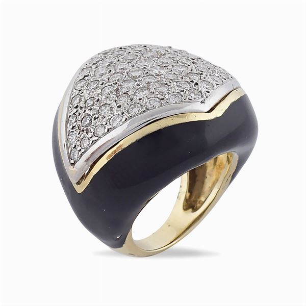 Anello in oro giallo 18kt e diamanti