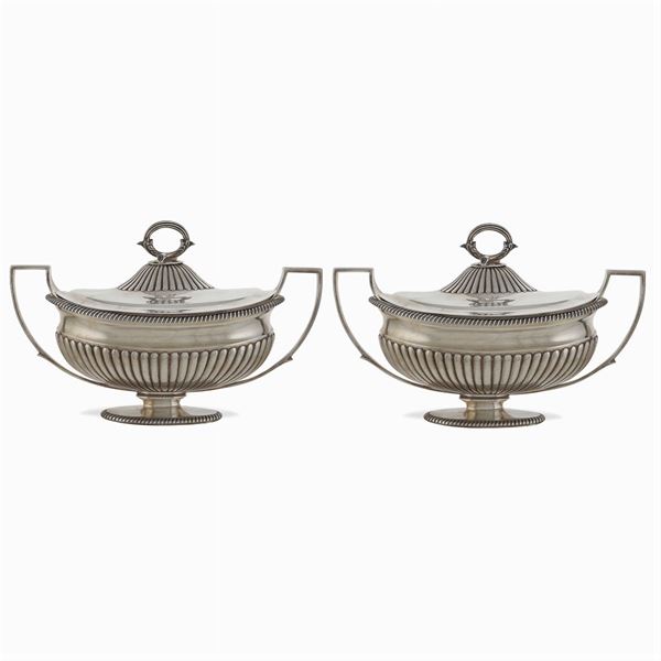 Pair of silver gravy boats