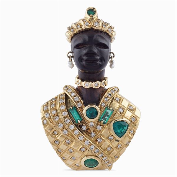 Spilla moretto in oro giallo 18kt
