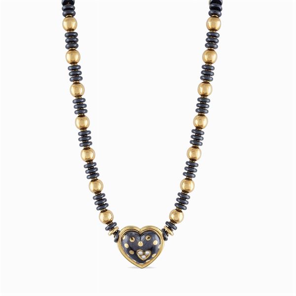 Collier in oro giallo 18kt e ematite