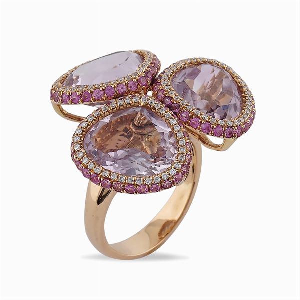 Anello trifoglio en tremblant in oro rosa 18kt