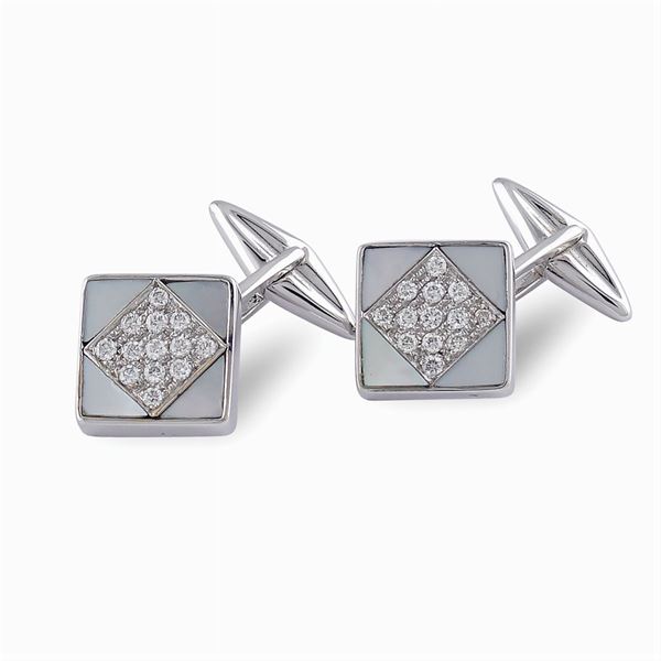 Gemelli quadrati in oro bianco 18kt