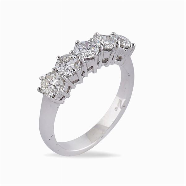 Anello riviere in oro bianco 18kt e diamanti