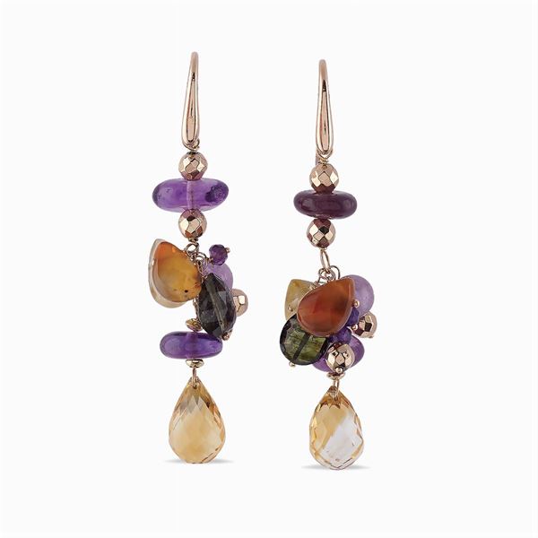 18kt rose gold pendant earrings  - Auction Jewels AND Watches - Colasanti Casa d'Aste