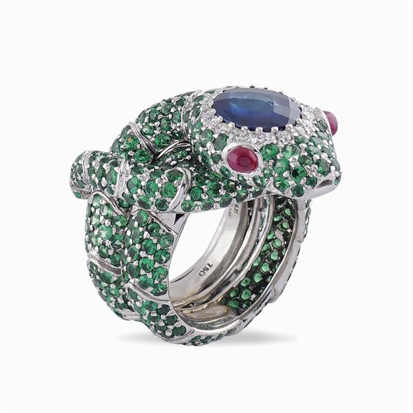 18kt white gold snake ring