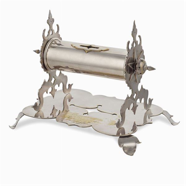 Antique silver plated metal moneybox
