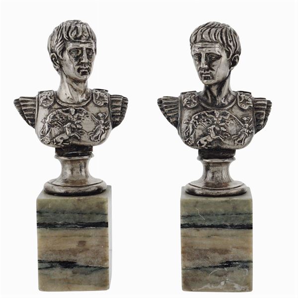 Pair of silver busts