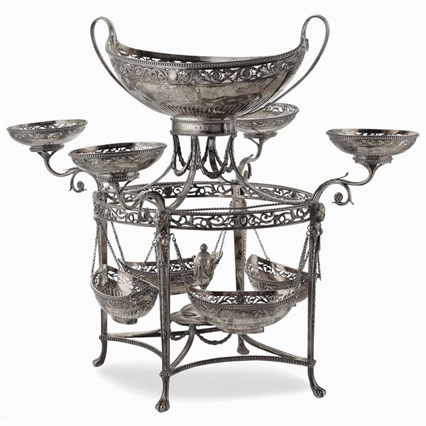 Important silver epergne