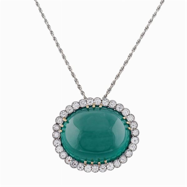 Pendente smeraldo taglio cabochon ct 73