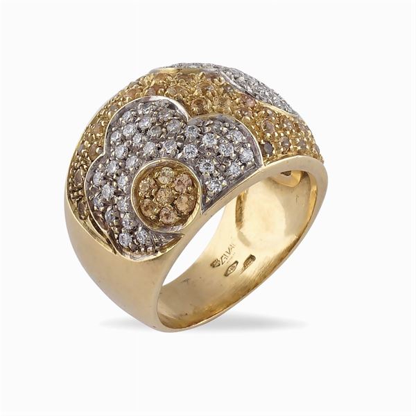 18kt yellow and white gold bombe' ring
