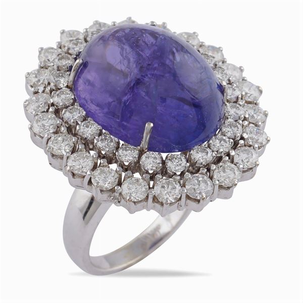 Anello in oro bianco 18kt e tanzanite naturale