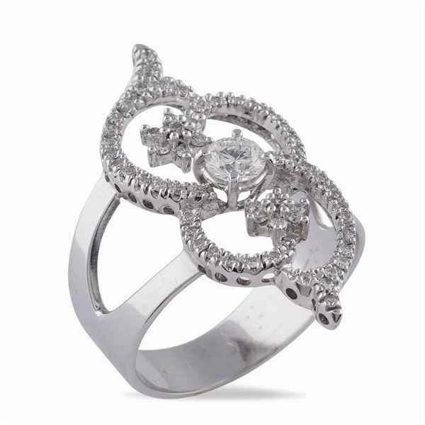Anello in oro bianco 14kt e diamante