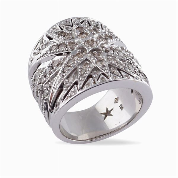 Anello a fascia in oro bianco 18kt
