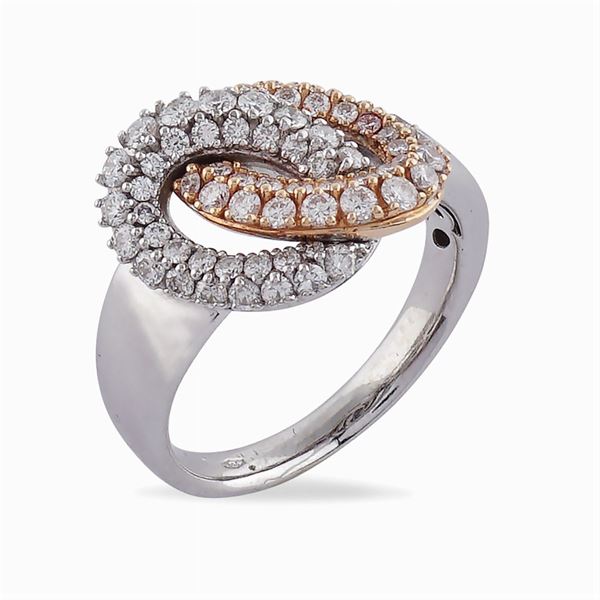 Anello nodo in oro bianco e rosa 18kt