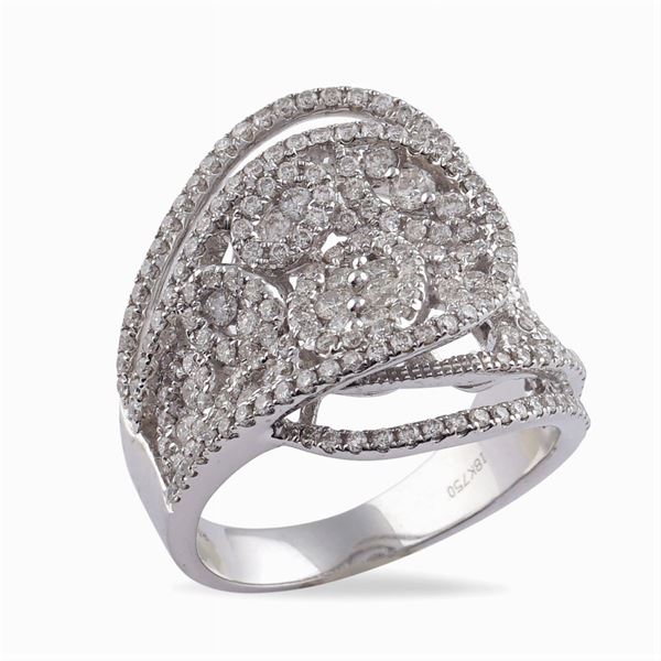 18kt white gold and diamonds contrarie' ring