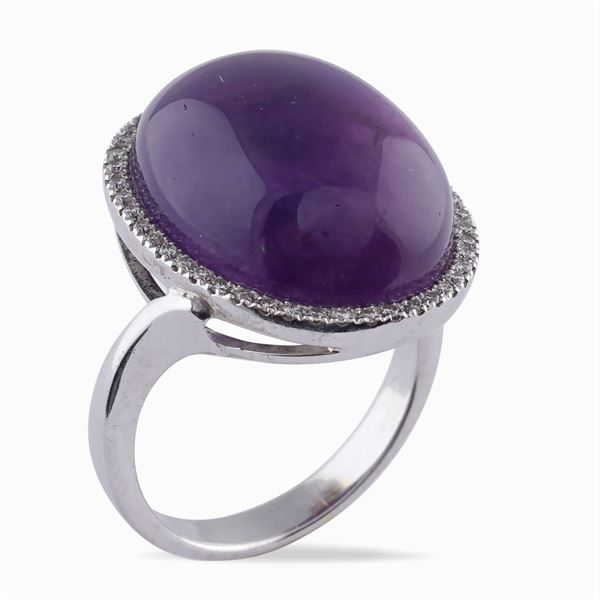 Anello in oro bianco 18kt e ametista