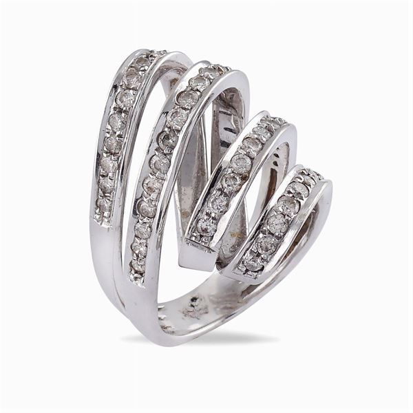 Anello a nastro in oro bianco 18kt