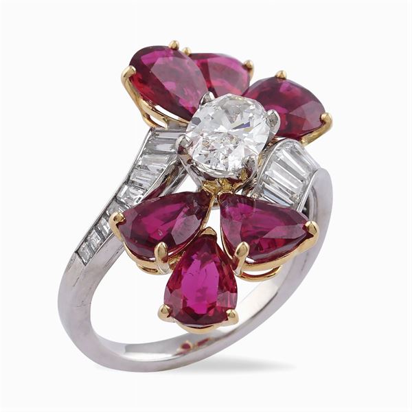 Anello contrarié in oro bianco e giallo 18kt