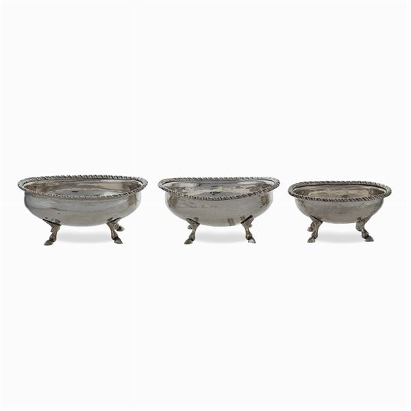 Set of three silver sugar bowls