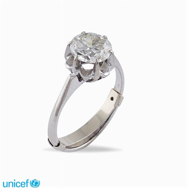 Anello solitario oro bianco 18kt e diamante